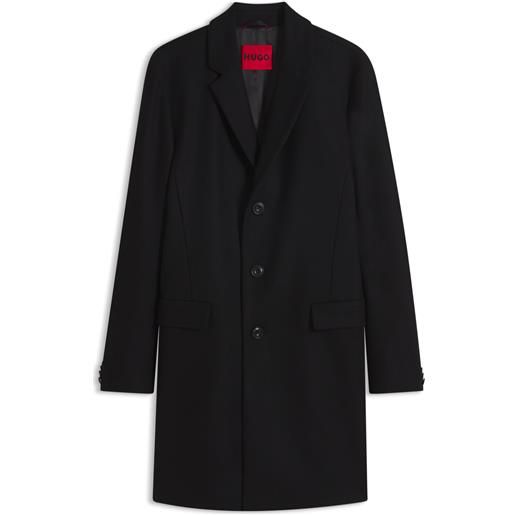 HUGO cappotto slim fit con chiusura a tre bottoni, nero