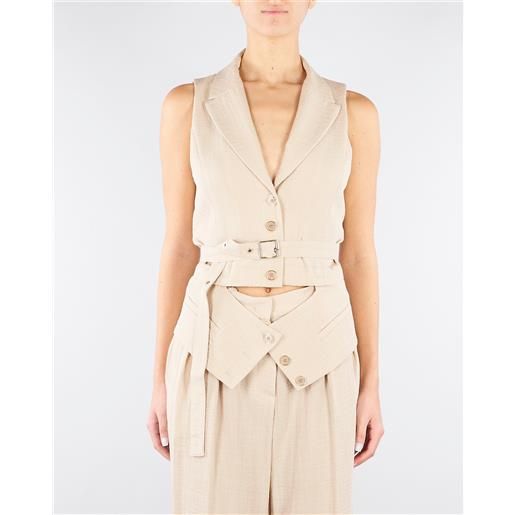 SIMONA CORSELLINI gilet beige con cintura