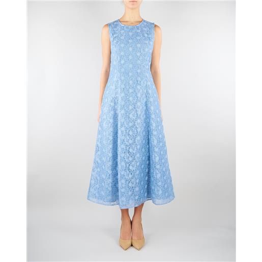 MAX MARA STUDIO abito celeste in tessuto jacquard floreale