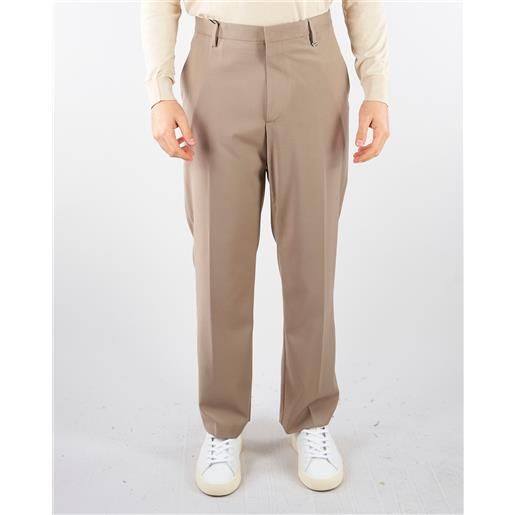 I'M BRIAN pantalone taupe gamba dritta crop fit