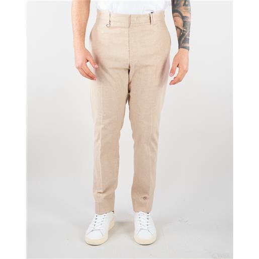 GOLDEN CRAFT pantalone justin beige in misto cotone e lino
