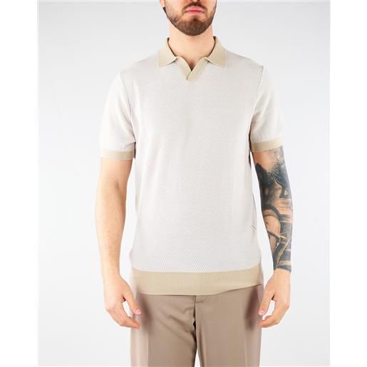 DIKTAT maglia polo jacquard sabbia