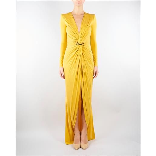 ELISABETTA FRANCHI abito sun red carpet in jersey cupro con logo gioiello