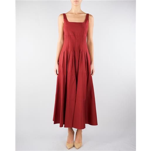 MAX MARA STUDIO abito rosso in popeline con gonna ampia