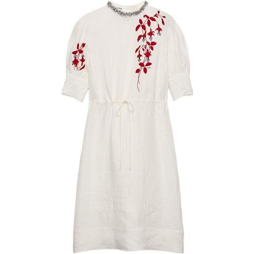 Prada embroidered slubbed fabric midi dress - toni neutri