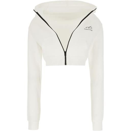 Balenciaga cropped zip-up hoodie - bianco