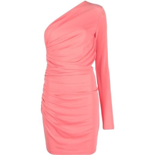 DSQUARED2 abito corto monospalla con ruches - rosa