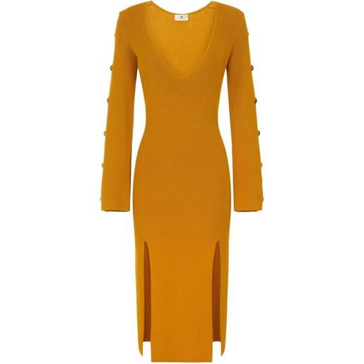 Elisabetta Franchi abito in maglia con bottoni gioiello - giallo
