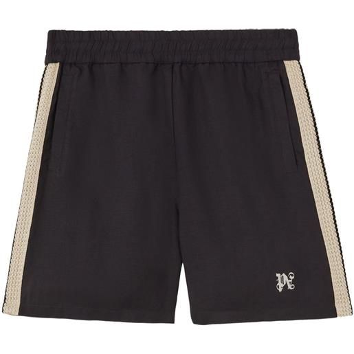 Palm Angels shorts a righe con ricamo - nero