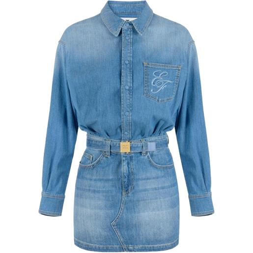 Elisabetta Franchi abito corto denim con cintura - blu