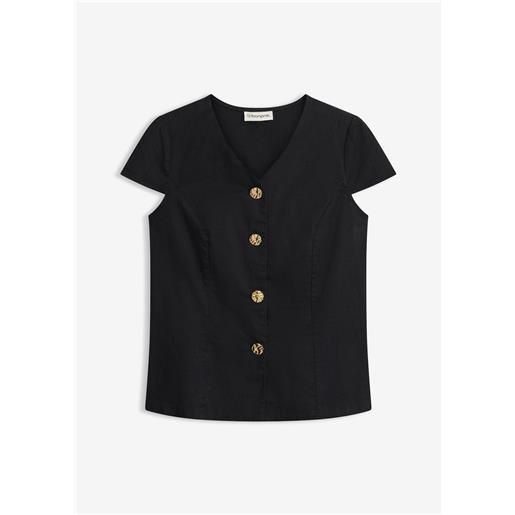 bonprix blusa in cotone a maniche corte-nero