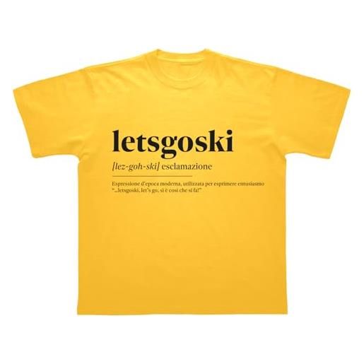 LETSGOSKI maglia arancione t-shirt con stampa definizione dizionario trend italiano gamer cotone manica corta girocollo abbigliamento casual streetwear idea regalo unisex taglie adulto