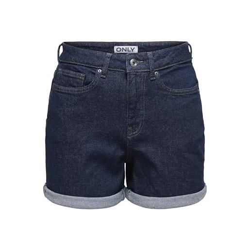 Only onljosephine stretch shorts dnm azg noos pantaloncini vestibilità normale e passanti per cintura, blu jeans scuro, m donna
