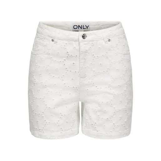 Only shorts onlphine-fio hw anglaise pantaloncini pnt, bianco, xl donna