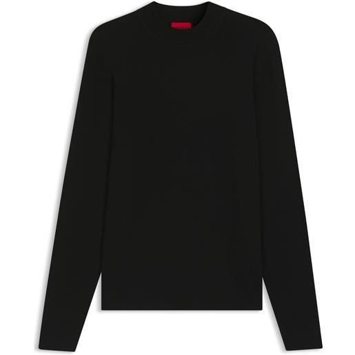 HUGO maglione slim fit con scollatura alta, nero