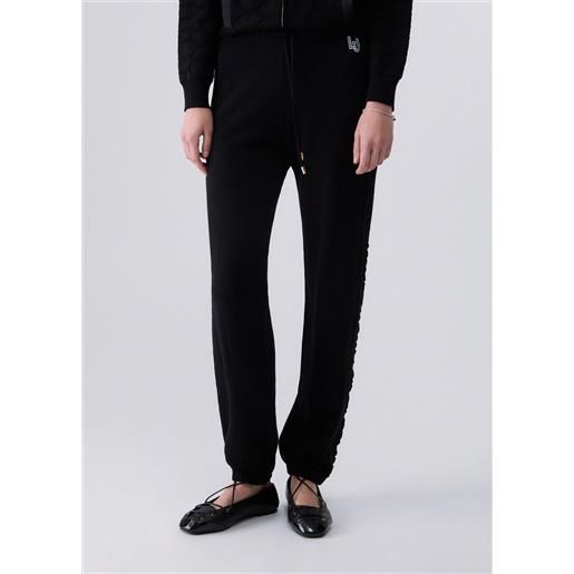 Liu jo pantalone lungo in maglia, nero