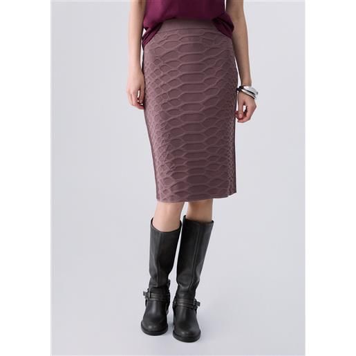 Liu jo gonna midi in maglia jacquard, rosa scuro