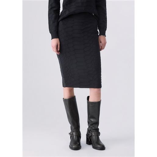 Liu jo gonna midi in maglia jacquard, nero