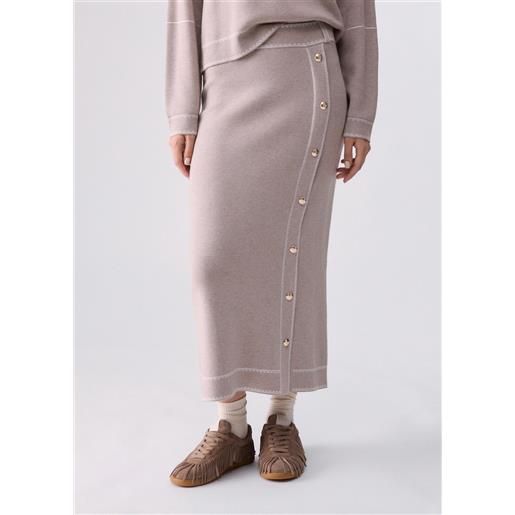 Liu jo gonna midi in misto seta, beige