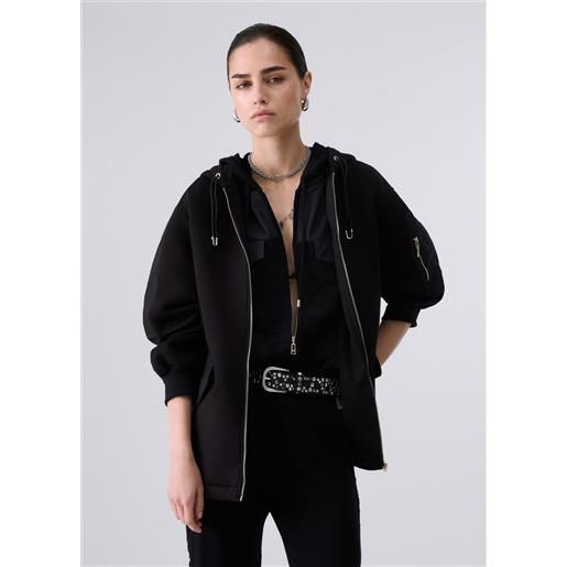 Liu jo giubbotto oversize con cappuccio, nero