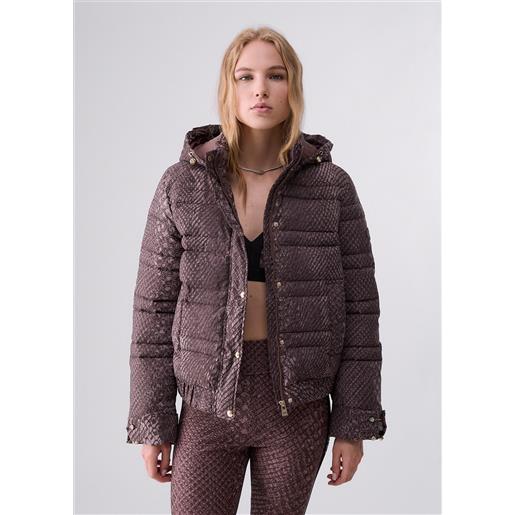 Liu jo giubbotto in nylon stampato, marrone
