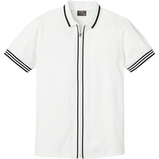 bonprix polo in piquet di puro cotone con cerniera-bianco