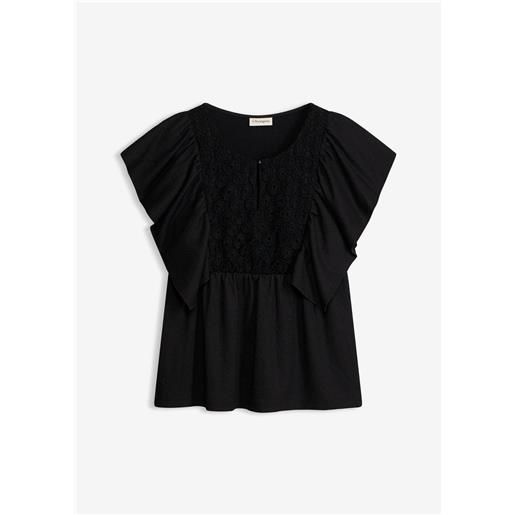 bonprix maglia in crêpe operato-nero