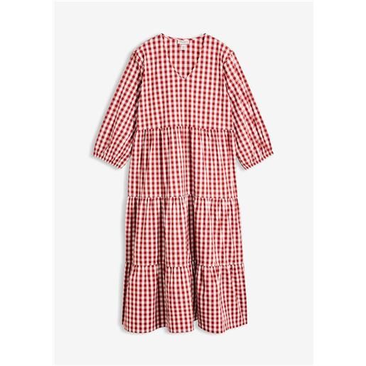 bonprix abito tunica in misto cotone compatto-rosso