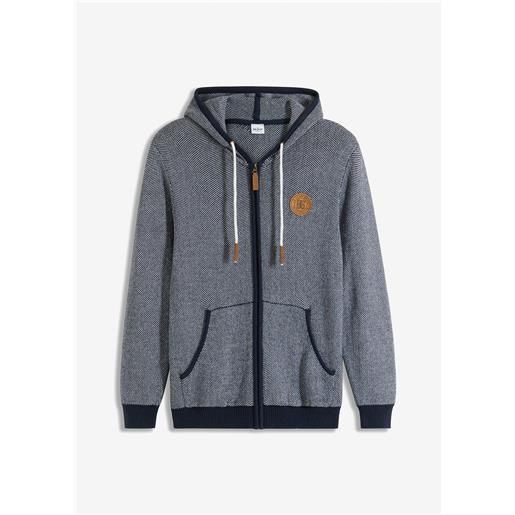 bonprix cardigan con cappuccio in puro cotone-blu
