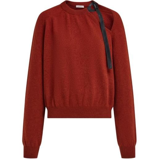 Ferragamo maglione con applicazione in pelle - rosso