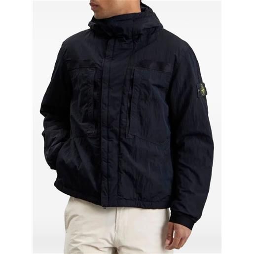 Stone Island impermeabile con cappuccio e logo - blu