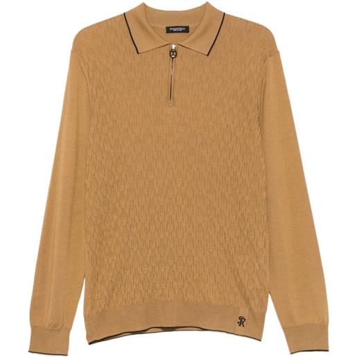 Stefano Ricci polo con zip - toni neutri
