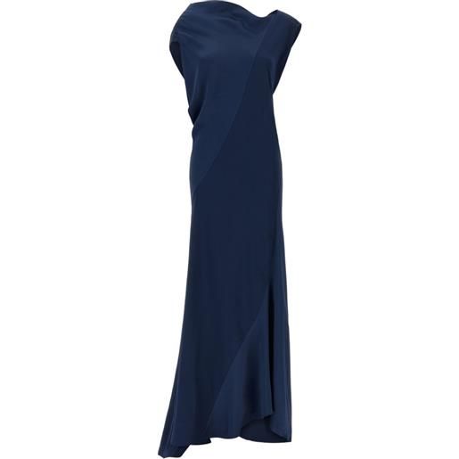 Alberta Ferretti abito midi asimmetrico drappeggiato - blu