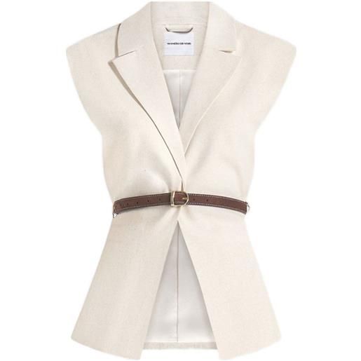 Manière De Voir gilet linda in lino con spalle ampie e vita aderente - toni neutri