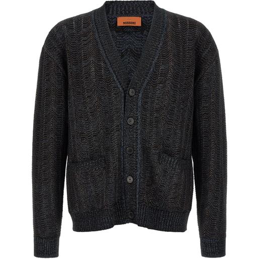 Missoni zigzag-knit v-neck cardigan - nero
