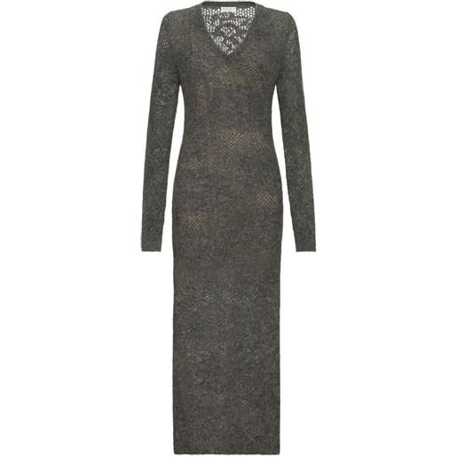 Brunello Cucinelli abito flower lace in maglia di mohair sparkling e lana vergine - grigio