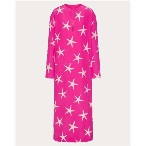 VALENTINO abito midi in crepe de chine starfish