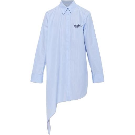 Off-White asymmetric striped shirt mini dress - blu