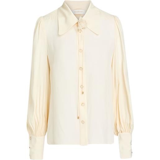 ZIMMERMANN floral-appliqué crepe de chine shirt - toni neutri