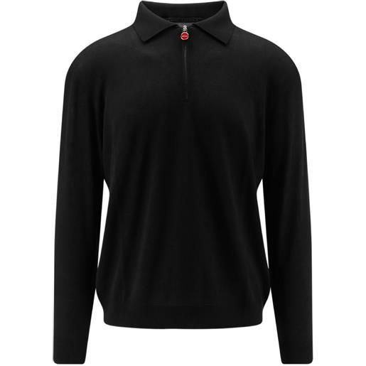 Kiton quarter-zip long-sleeve polo shirt - nero