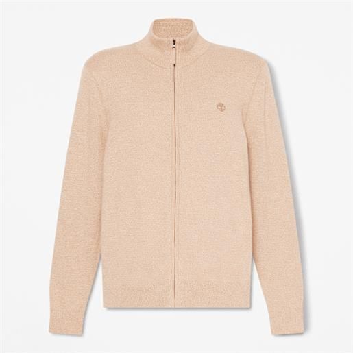 Timberland - maglione in cotone con zip intera williams river da uomo in beige chiaro, uomo, beige, taglia: 3xl