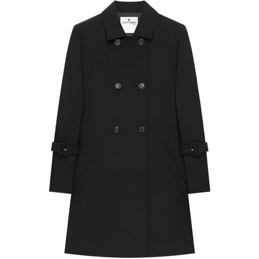 Courrèges cappotto doppiopetto con ricamo - nero