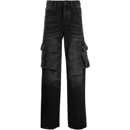 Purple Brand jeans dritti p011 con effetto vissuto - nero