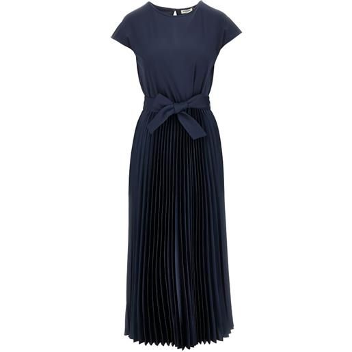 Weekend Max Mara abito lungo plissettato con cintura - blu