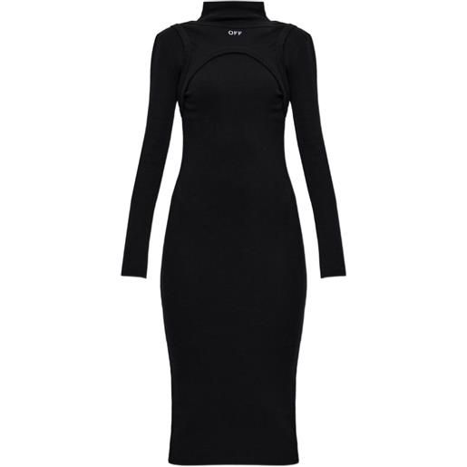 Off-White abito midi off stamp con dettaglio cut-out - nero