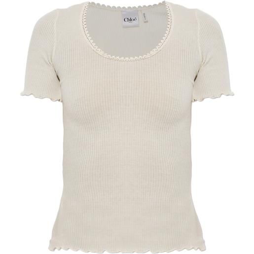 Chloé top con bordo di pizzo - toni neutri
