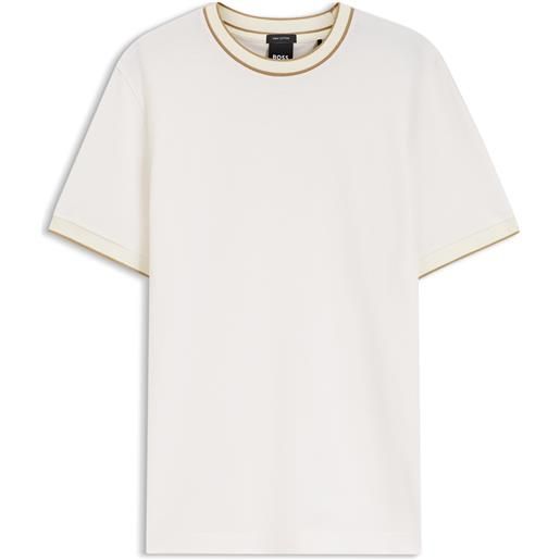 BOSS t-shirt regular fit in cotone lavorato con particolari a contrasto, colore neutro