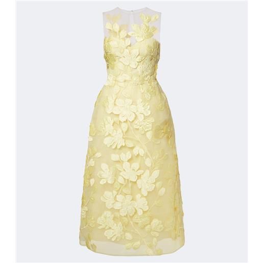 Monique Lhuillier abito midi in tulle floreale