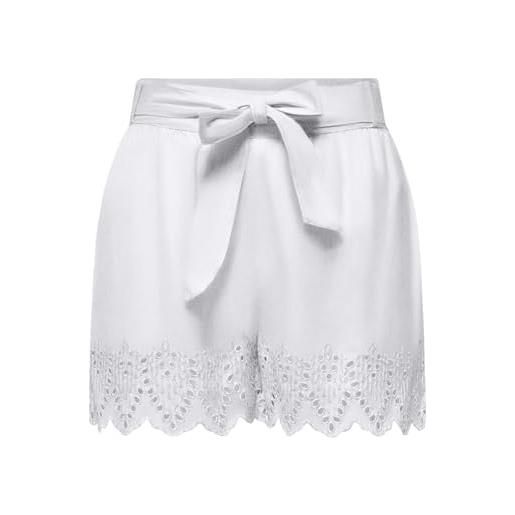 ONLY onltulum emb loose belt shorts wvn short, bianco brillante, s donna