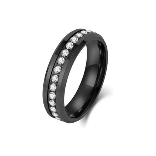 Epinki anelli fidanzamento in tungsteno per uomo 6mm, zirconi rotondi bianchi nero anello anniversario gioielli misura 27